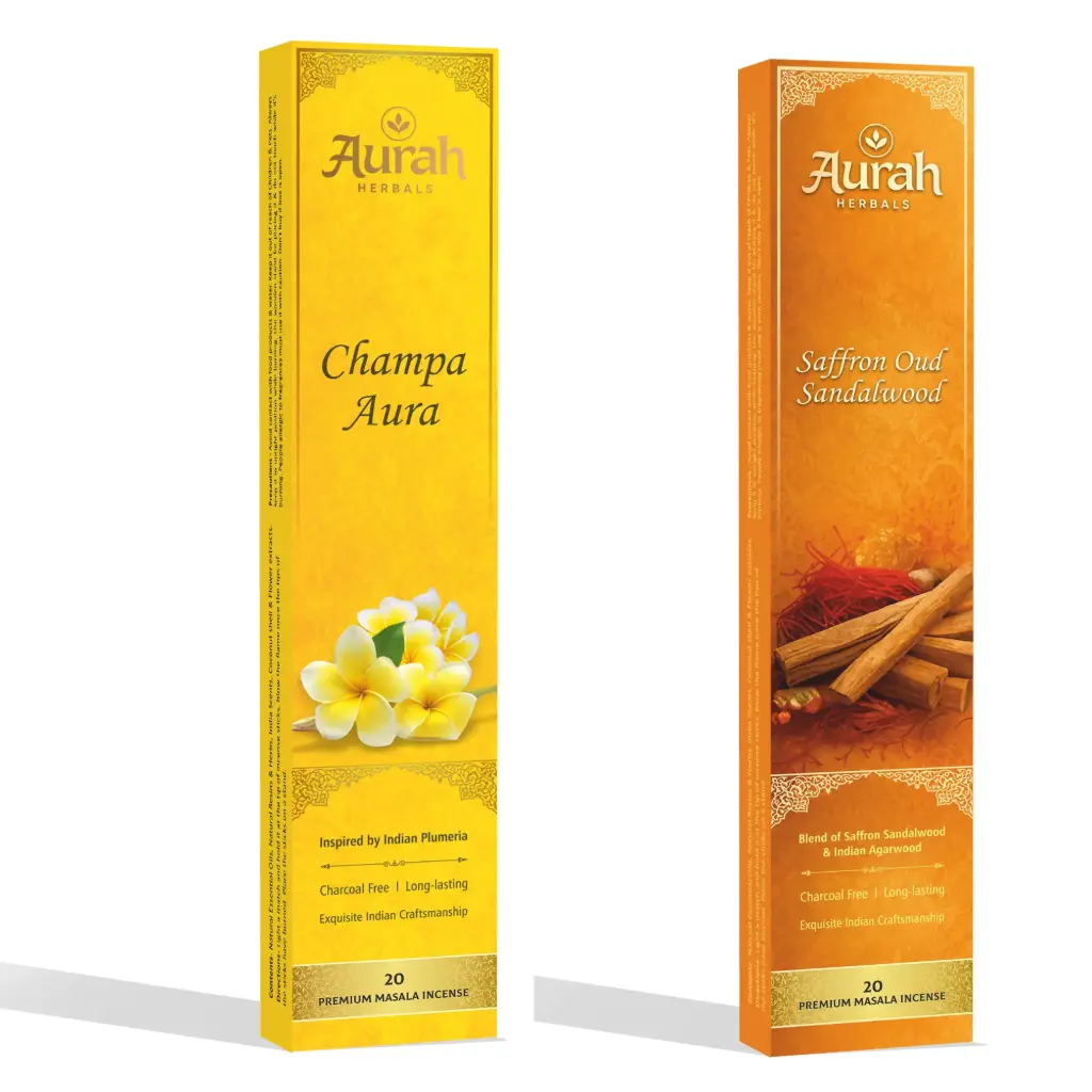 [21002] Aurah Herbals - Champa Aura & Saffron Sandal oud (20sticks each) - 2x4
